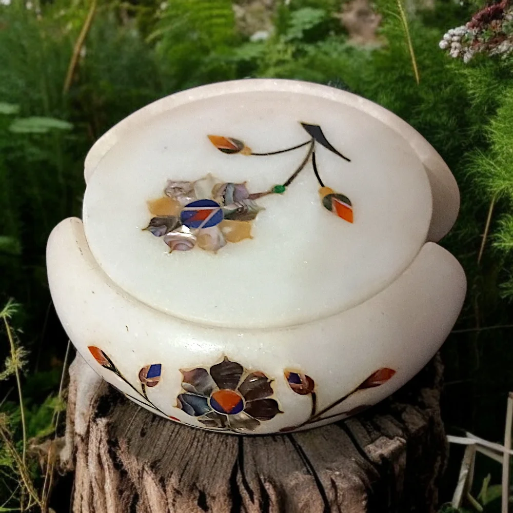 Pietra Dura Gemstone Marble Coasters Inlaid Floral Lapis Abalone‎ Semi Precious